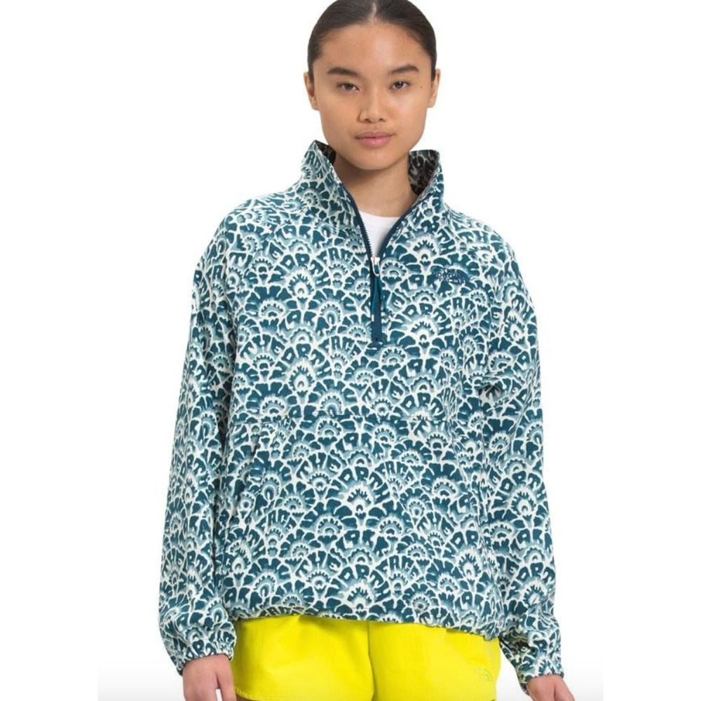 The North Face Class V Anorak Pullover Vented Pockets Blue White Womens Small